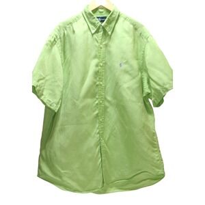Ralph Lauren Mens XL Linen Silk Short Sleeve Shirt Lime Green Preppy Old Money